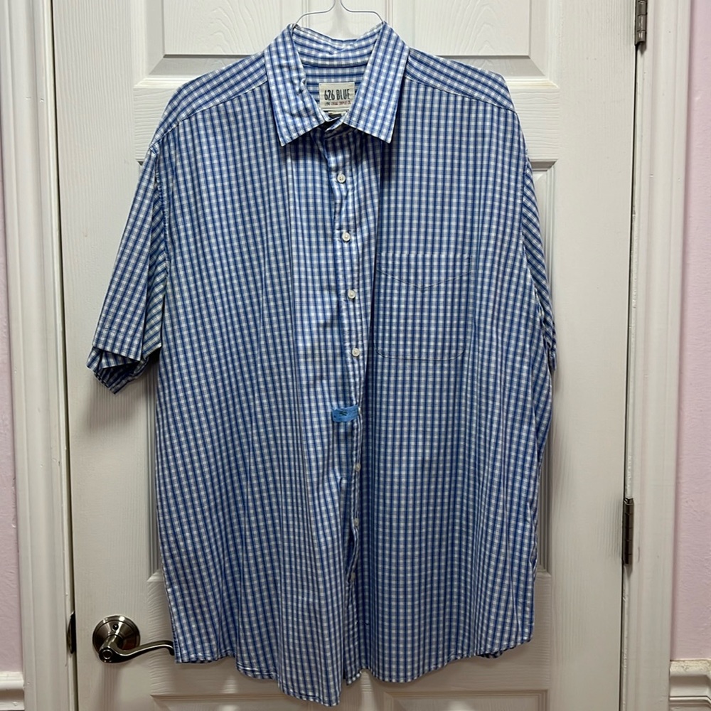 626 Blue gingham shirt 2XLT